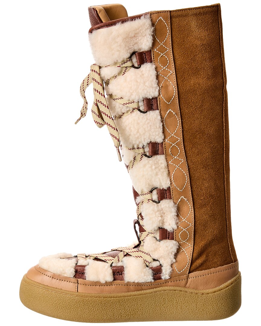 Ботинки Free People Wilder Mukluk из замши с мехом, коричневый — фото 2