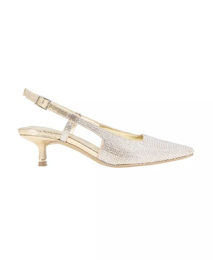 Женские туфли-лодочки Martha Crystals на каблуке-рюмочке с ремешком на пятке Kenneth Cole New York, золотой — фото 2