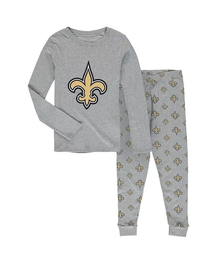 

Серая футболка с длинными рукавами и брюки New Orleans Saints Big Boys, комплект для сна Outerstuff, серый