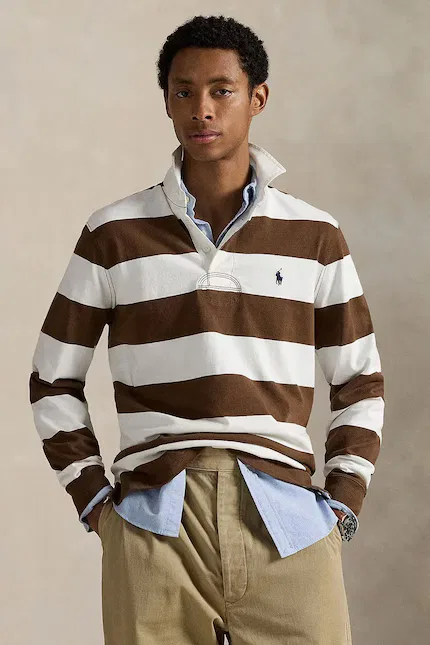 Лонгслив с длинным рукавом в полоску Polo Ralph Lauren, коричневый