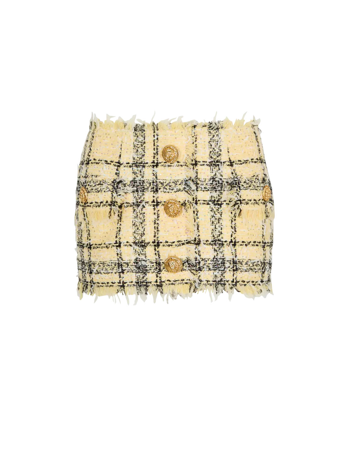 

Мини-юбка из твида с блестками Balmain, желтый