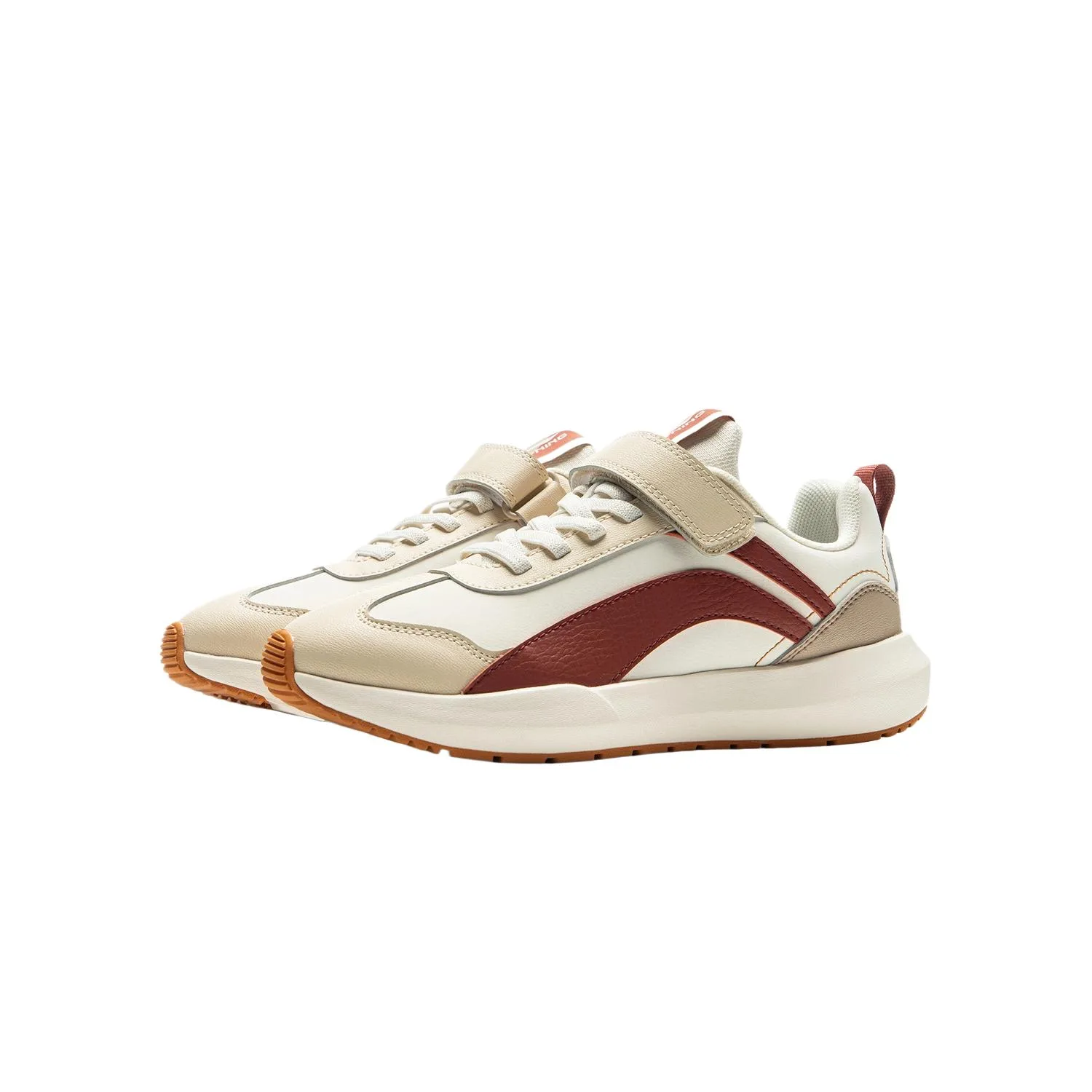 YOUNG Li-Ning YOUNG спортивная коллекция синтетическая кожа низкие детские кроссовки Dusty Khaki/Ecru/Tide Red — фото 4