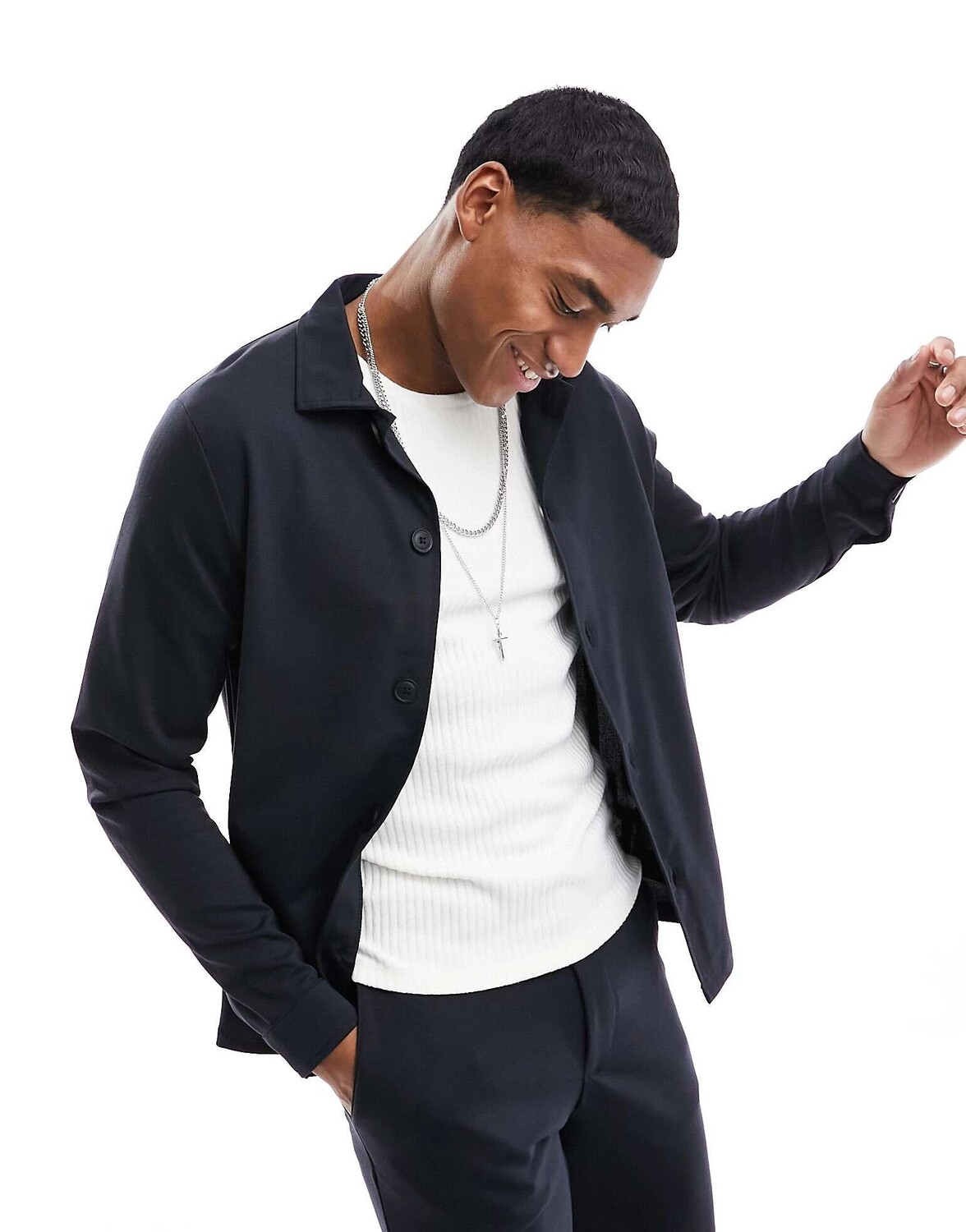 

Темно-синий тонкий пиджак из джерси Jack & Jones Premium