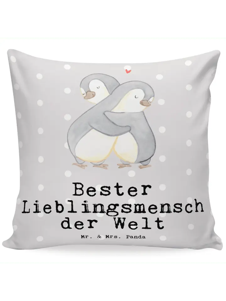 

Подушка Mr & Mrs Panda 40x40 Pinguin Bester Lieblingsmensch der, пастельно-серый