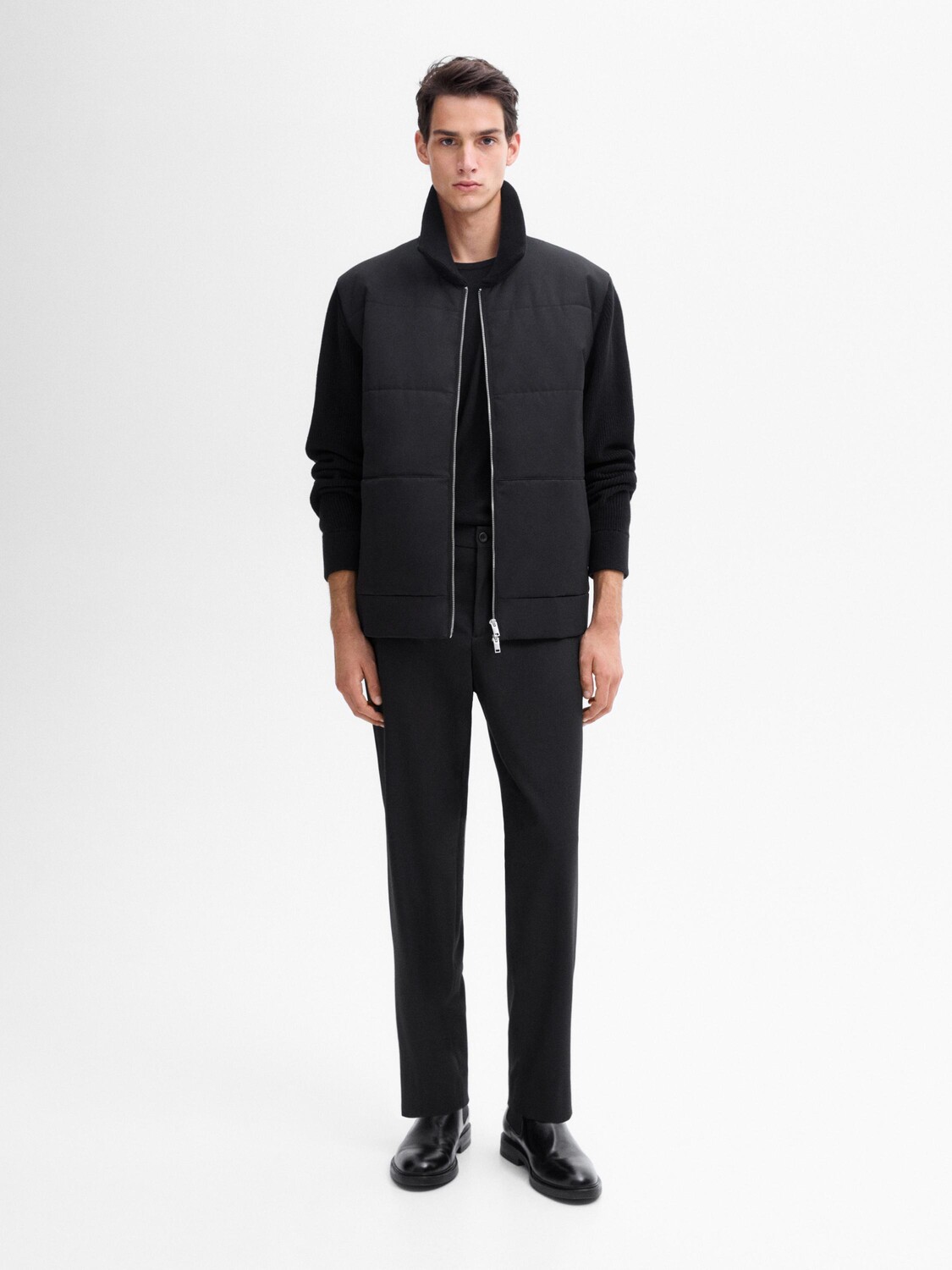 

Пуховик с фетровой текстурой Massimo Dutti, черный