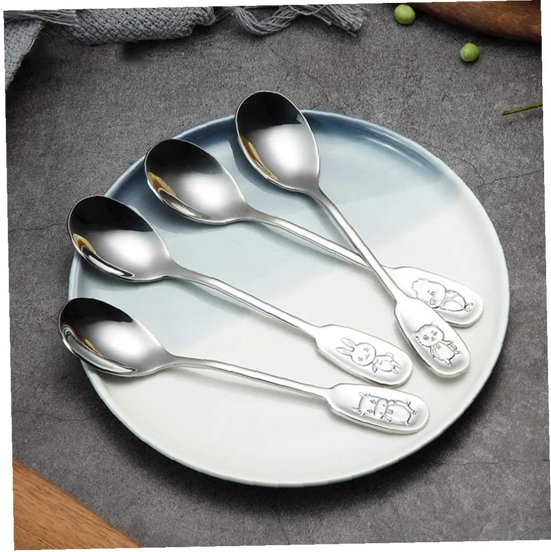 Ложка кухонная Random Art Cartoon Kids Spoon Symbolic Animals, нержавеющая сталь, длинная ручка Case Cover — фото 2