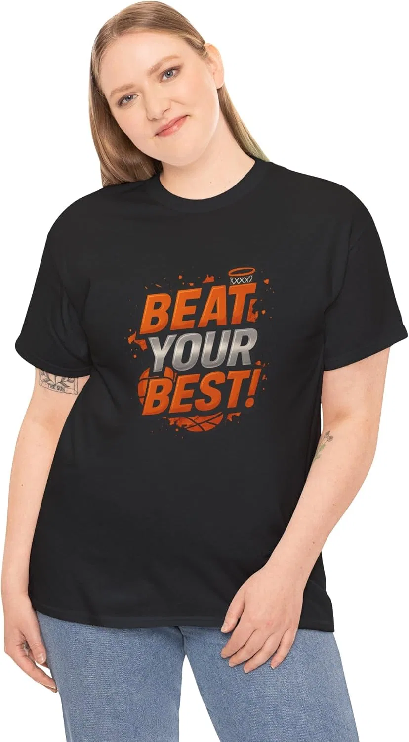 Футболка унисекс Heavy Cotton, BEAT YOUR BEST!, черный — фото 4