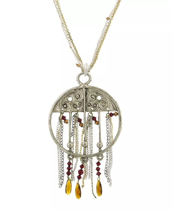 

К 1928 году круглое ожерелье с центральным украшением, цепочкой с кисточками и кристаллами 1928, multi