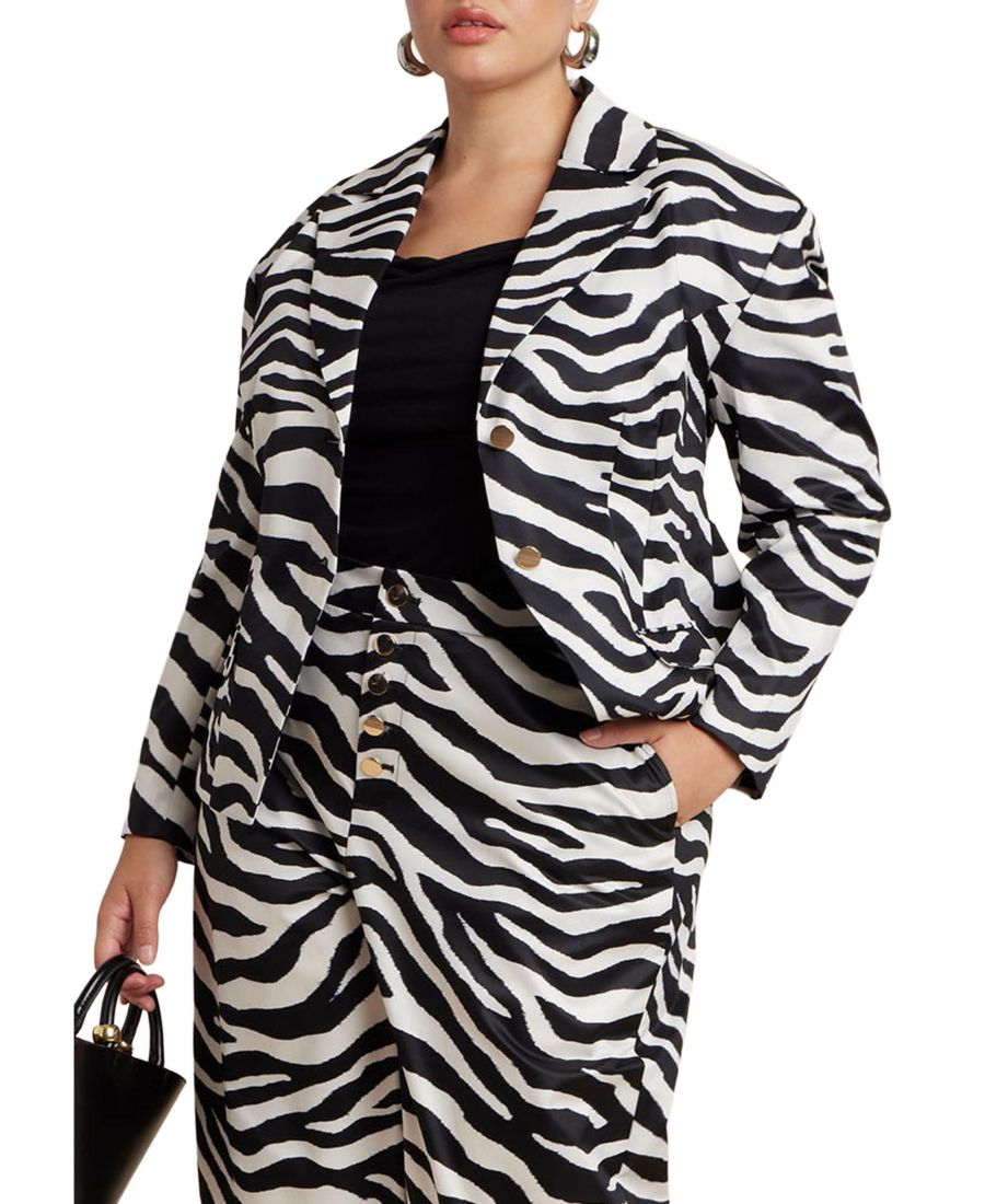 

Женский блейзер больших размеров с зауженной талией и зебровым принтом ELOQUII, Zebra spotted