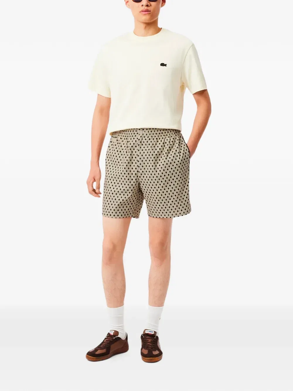 Шорты с геометричным принтом Lacoste, бежевый — фото 3