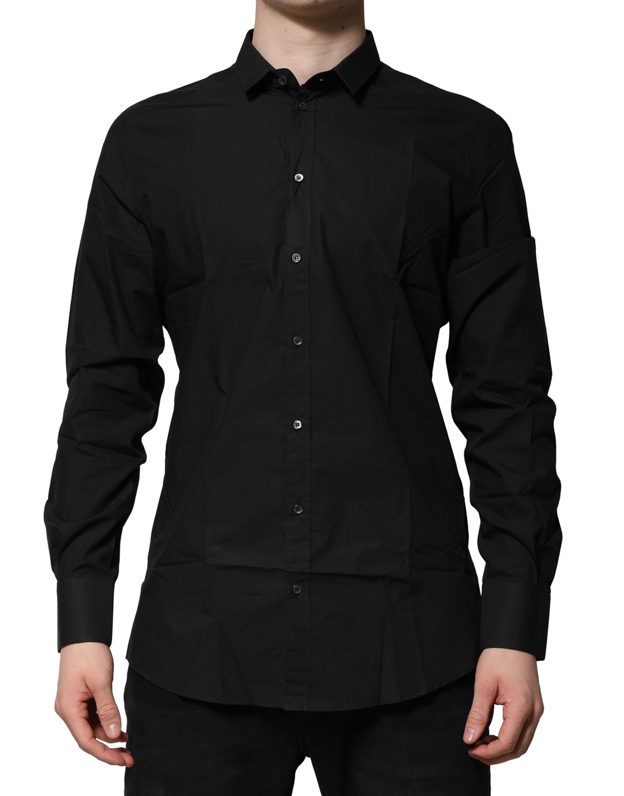 

Черное золотое платье с длинными рукавами, строгая рубашка Dolce & Gabbana, Black