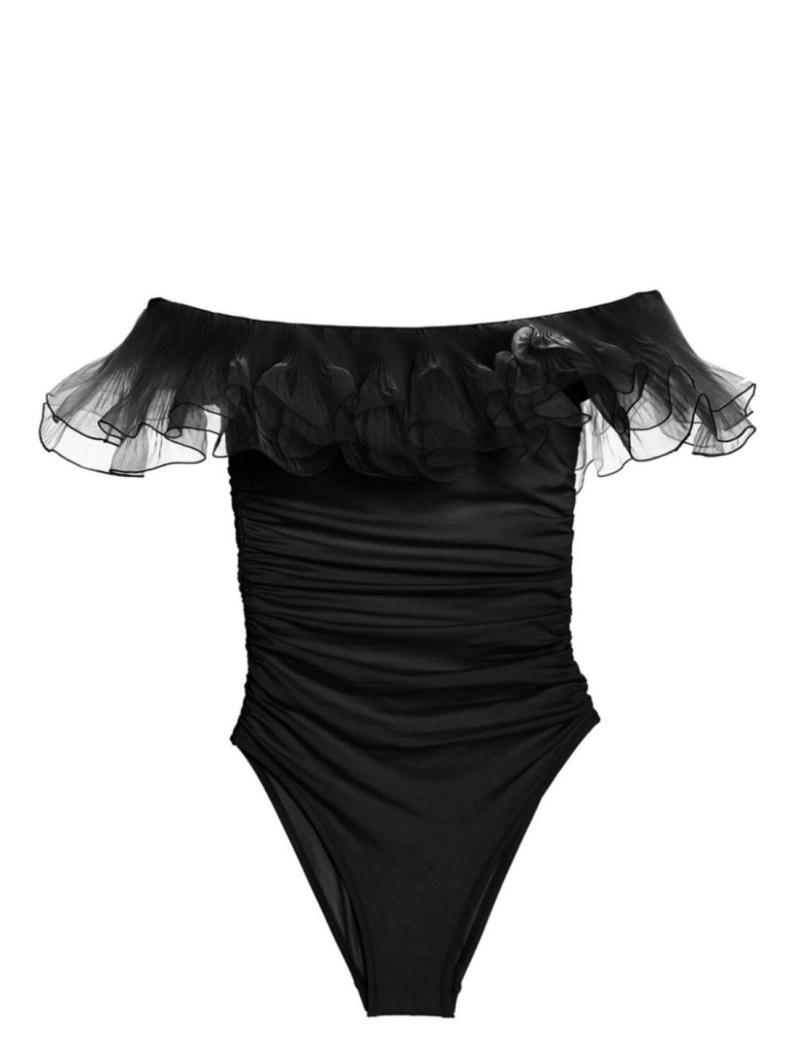 

Купальник Giambattista Valli с открытыми плечами и оборками, черный