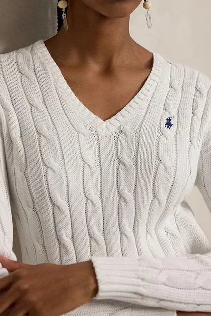 Свитер с воротником-поло Polo Ralph Lauren, белый — фото 4