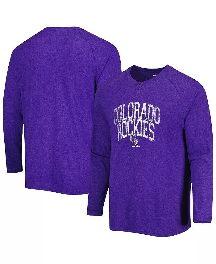 

Мужская фиолетовая футболка Colorado Rockies Inertia Raglan с длинным рукавом Henley Concepts Sport