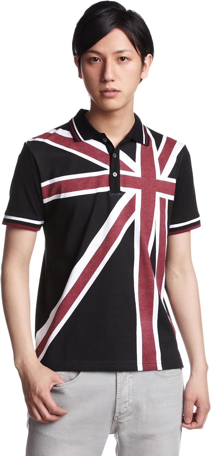 

Розовое панк-поло с британским флагом Pincponc