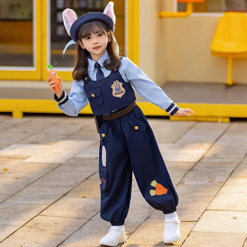 Детская спортивная одежда Casual с отложным воротником Disney, Set (Top+Vest+Pants+Hat+Belt+Carrot) — фото 4