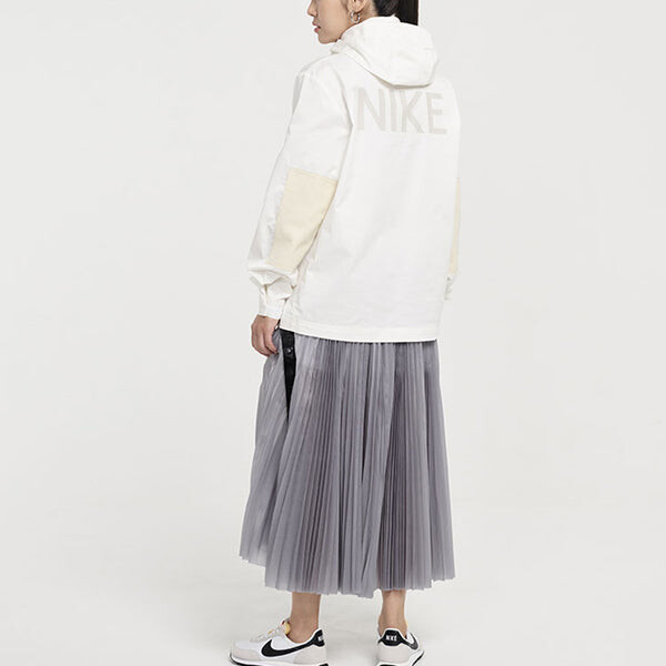 Куртка Nike Sportswear Half Zipper Sports Hooded Jacket White, белый — фото 4