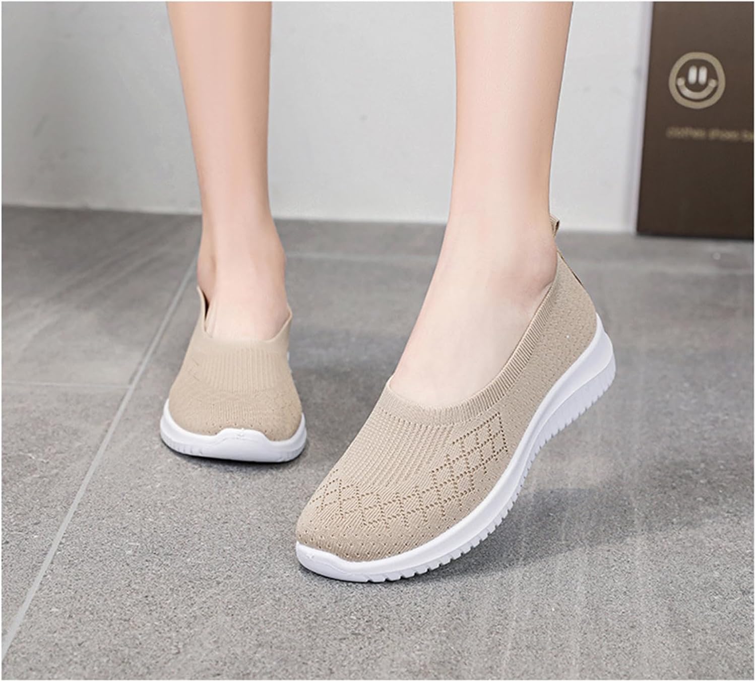Женские кроссовки, спортивная обувь для ходьбы, без шнурков Kvotuu, хаки — фото 4