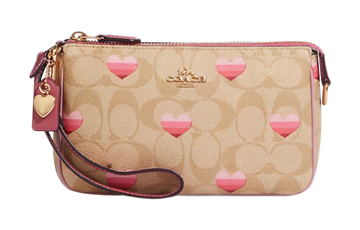 

COACH Сумка-кошелек Nolita из искусственной кожи, сумка на плечо, клатч, сумка на запястье, небольшого размера, женская, коричневого и розового цвета