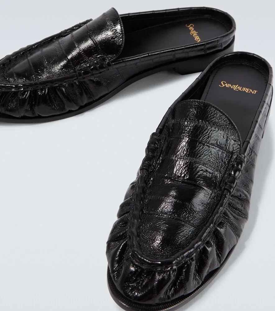 Мюли Le Loafer из кожи угря Saint Laurent, черный — фото 3