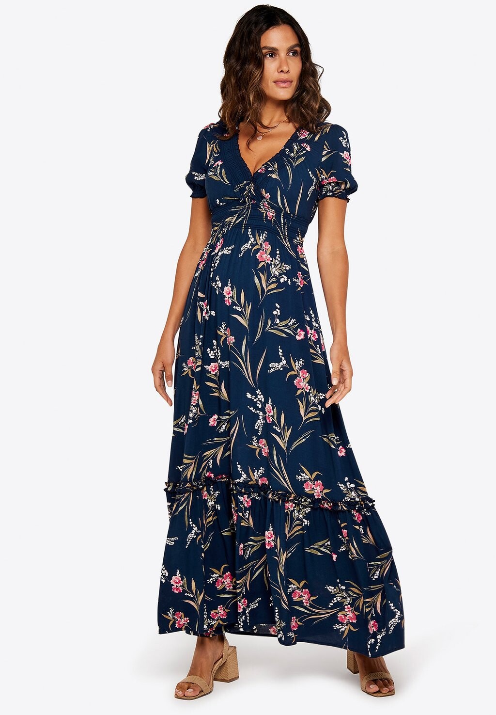 

Платье макси WATERCOLOR FLORAL Apricot, цвет navy