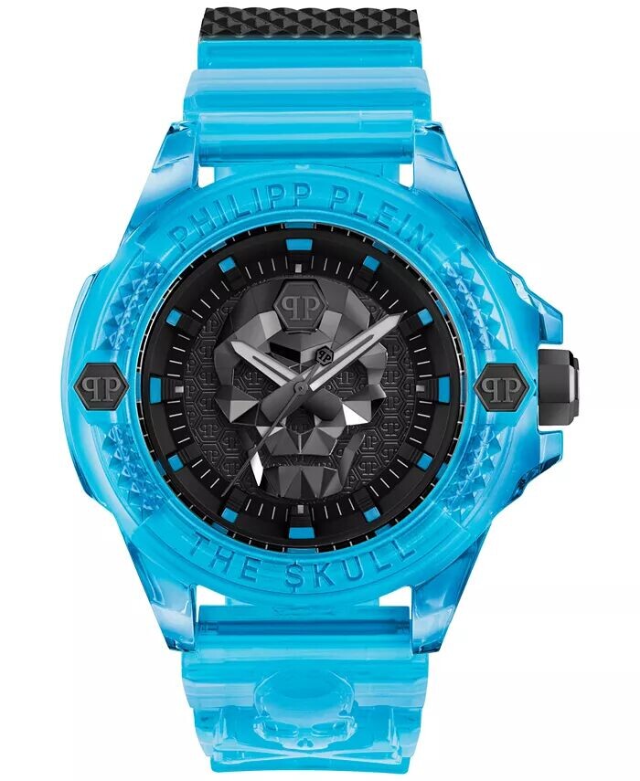 

Часы унисекс The Skull Scuba Duba, синий силиконовый ремешок, 44 мм Philipp Plein, синий