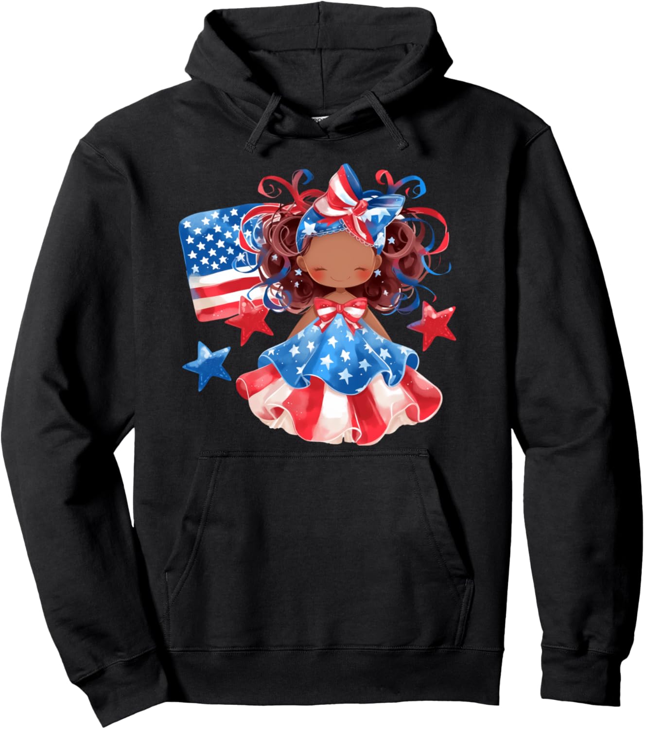 

Детская толстовка с изображением американского флага и патриотической символикой ко Дню независимости США для чернокожих девочек Black Girl 4Th Of July Tees Nyc