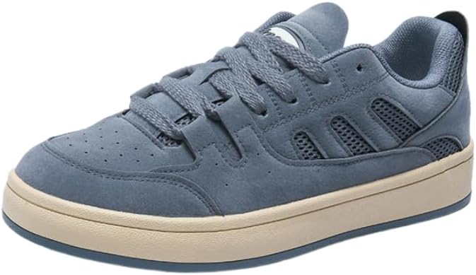 

Мужские низкие кеды для скейтборда - верх из дышащей сетки, противоскользящая резиновая подошва, повседневные кроссовки на все сезоны с белыми вставками, бордовая спортивная шнуровка Clolinde