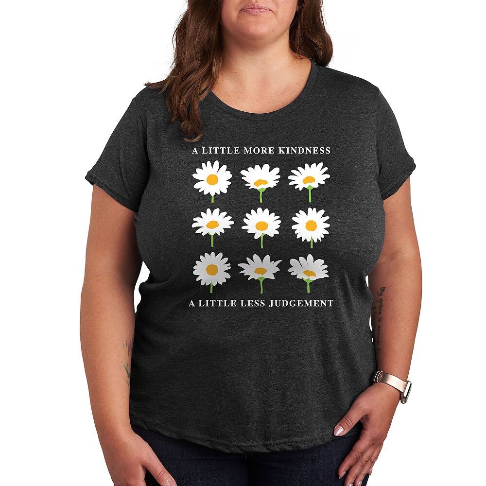 

Футболка с рисунком Plus Daisies A Little More Kindness Licensed Character, цвет Heather Charcoal