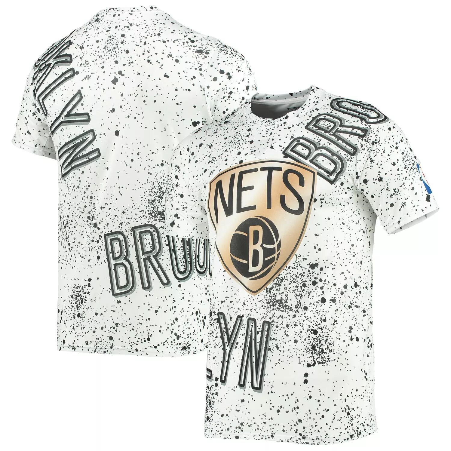 

Мужская белая футболка FISLL Brooklyn Nets с принтом брызг золотой фольги, Белый, Мужская белая футболка FISLL Brooklyn Nets с принтом брызг золотой фольги
