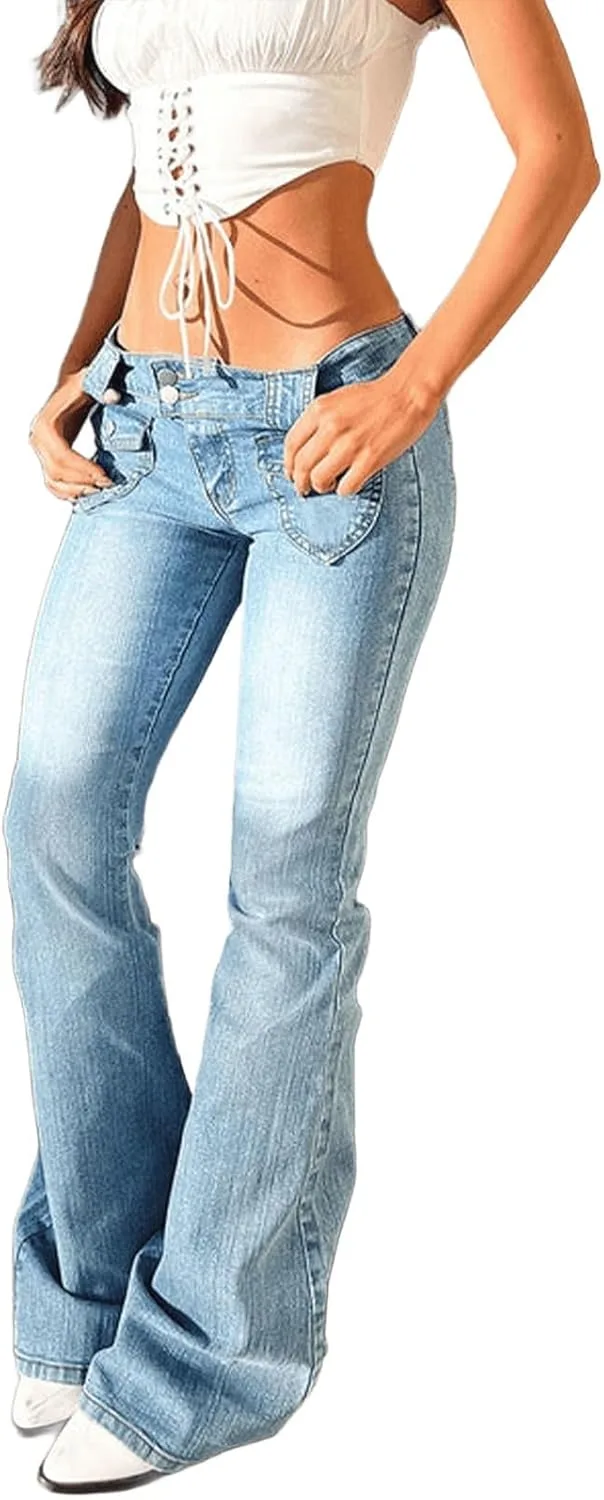 Джинсы женские low rise flare y2k vintage 90s bell bottom