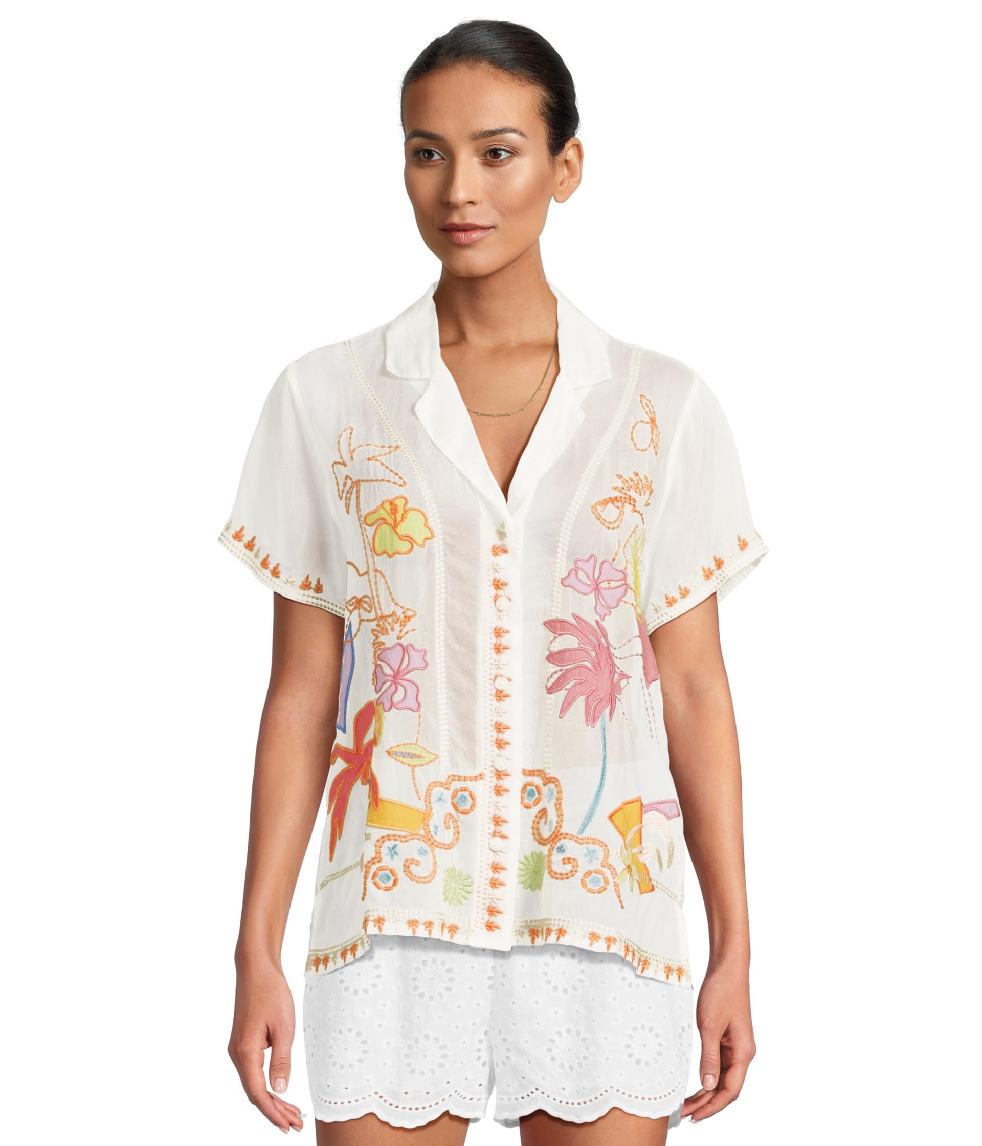 

Рубашка Johnny Was Piper Applique Shirt, Natural