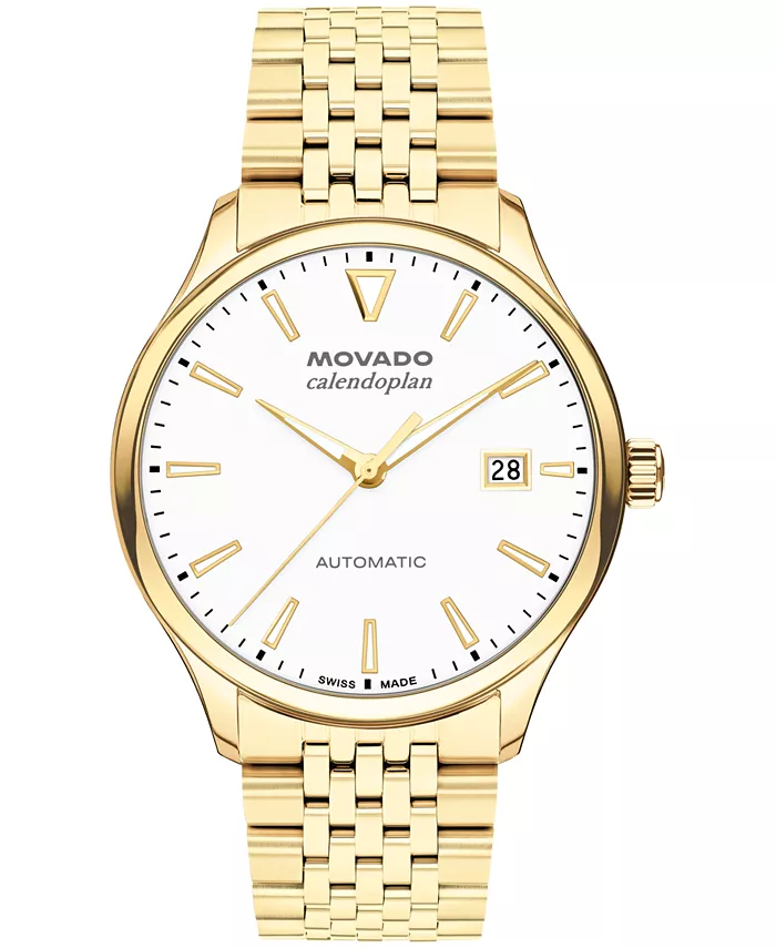 

Мужские часы Calendoplan Swiss Automatic с ионным покрытием светло-золотистый стальной корпус, 40 мм Movado