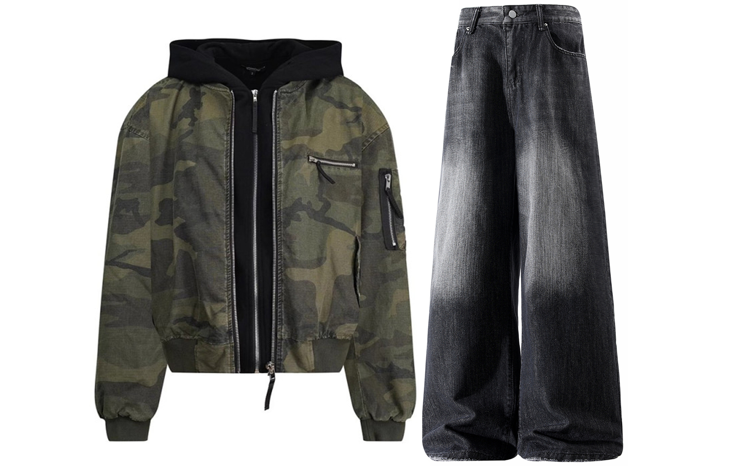 

Толстовка Casual Sportswear утепленная с капюшоном унисекс X1617, camouflage puffer jacket+синий jeans