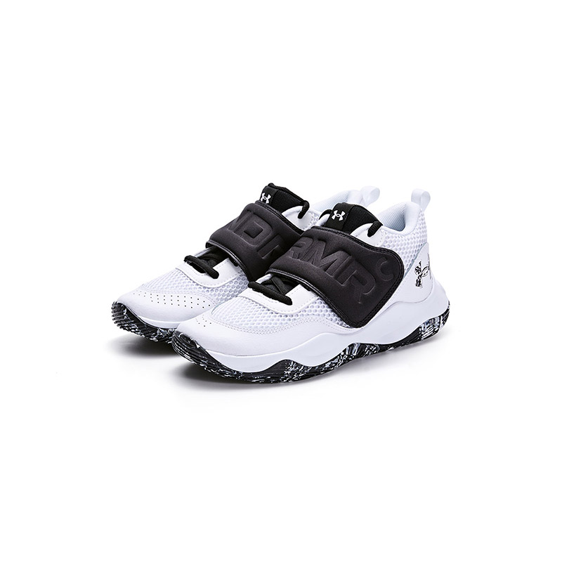 Детские баскетбольные кроссовки Low Top White Under Armour, черно-белые — фото 3