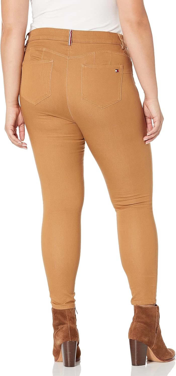Женские однотонные укороченные джинсы Tommy Hilfiger Skinny Fit, Tobacco — фото 2