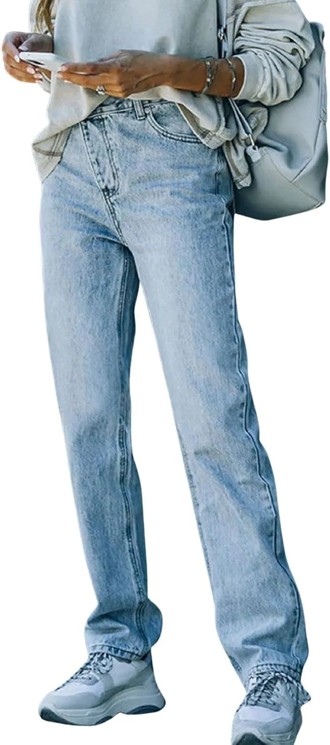 

Женские джинсы CHARTOU с прямыми штанинами, потертостями и дырками