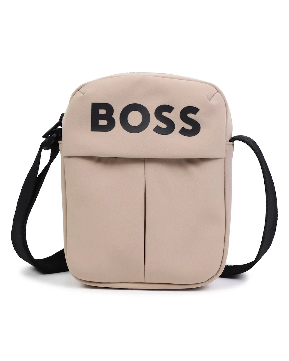 

Сумка через плечо для мальчика с логотипом спереди BOSS Kidswear, натуральный