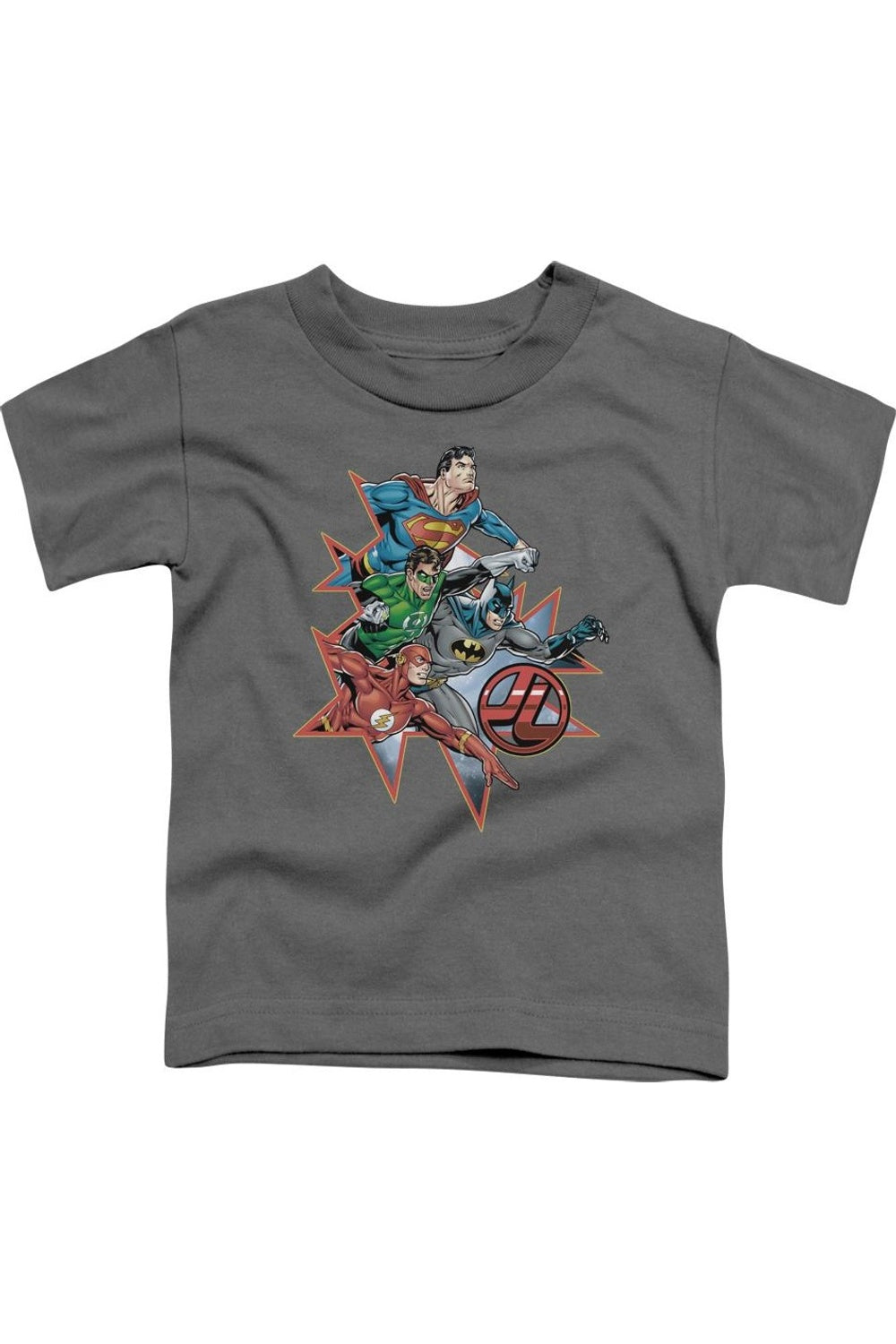

Футболка с коротким рукавом для малышей Justice League of America с эффектом звезды Gildan, Charcoal