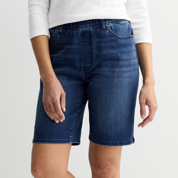 

Женские современные джинсовые бермуды на резинке Croft & Barrow, цвет dark wash