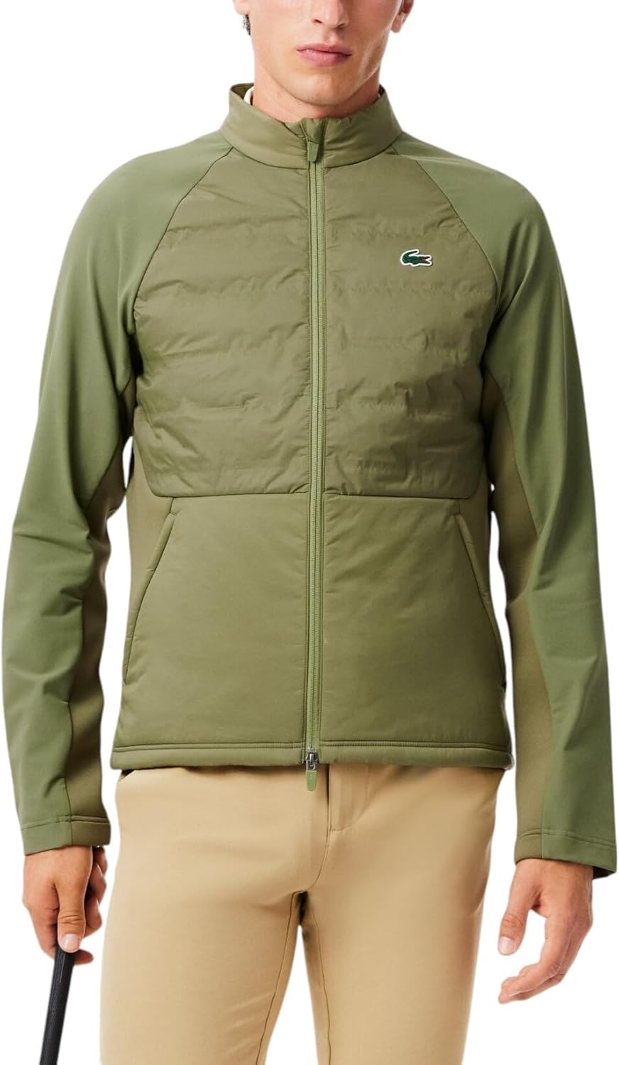 

Мужская спортивная стеганая куртка-гольф Lacoste с высоким воротником, Khaki/Khaki