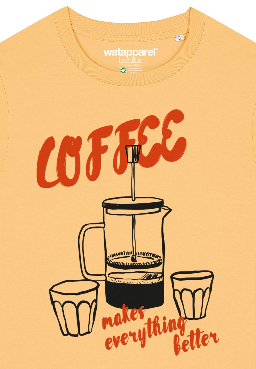 

Футболка с принтом COFFEE MAKES EVERYTHING BETTER watapparel, желтый