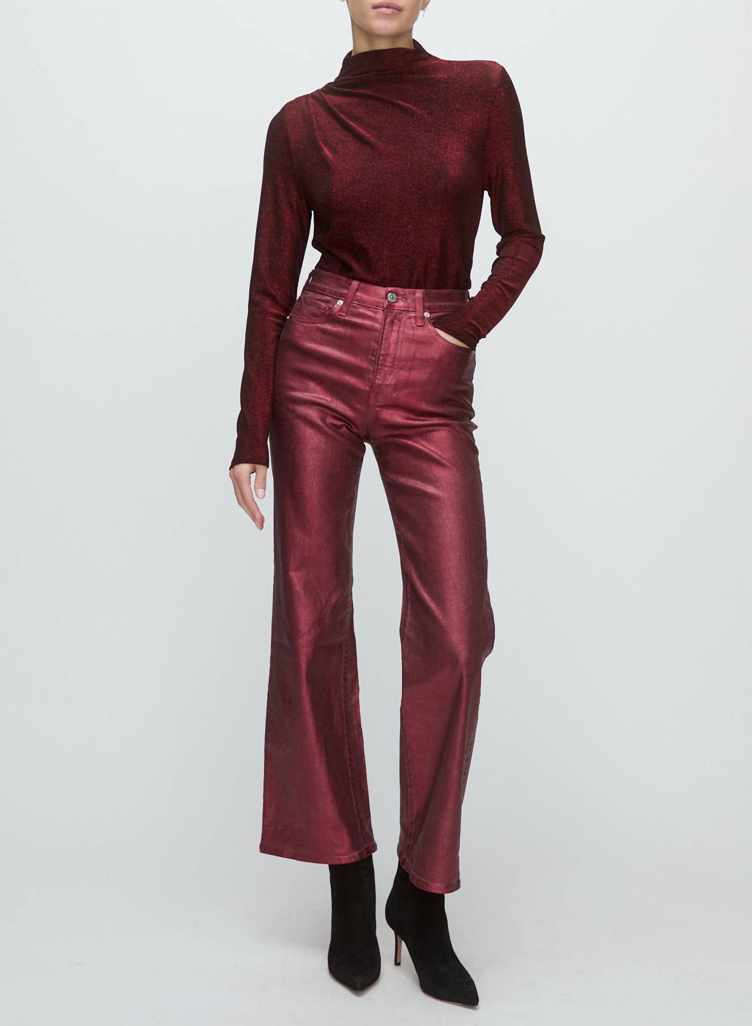 

Джинсы-лоферы Crosbie Wide Leg в бордовом цвете Veronica Beard