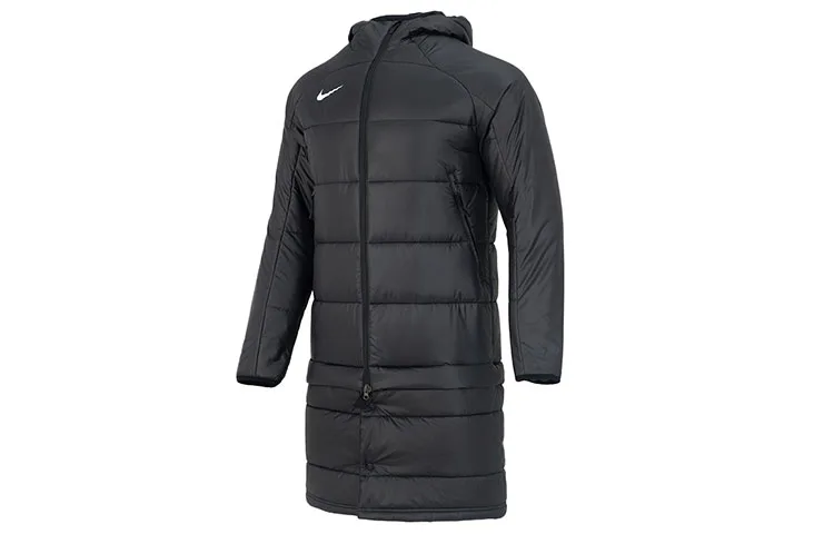 Nike Спортивная повседневная удлиненная пуховая куртка с капюшоном черная