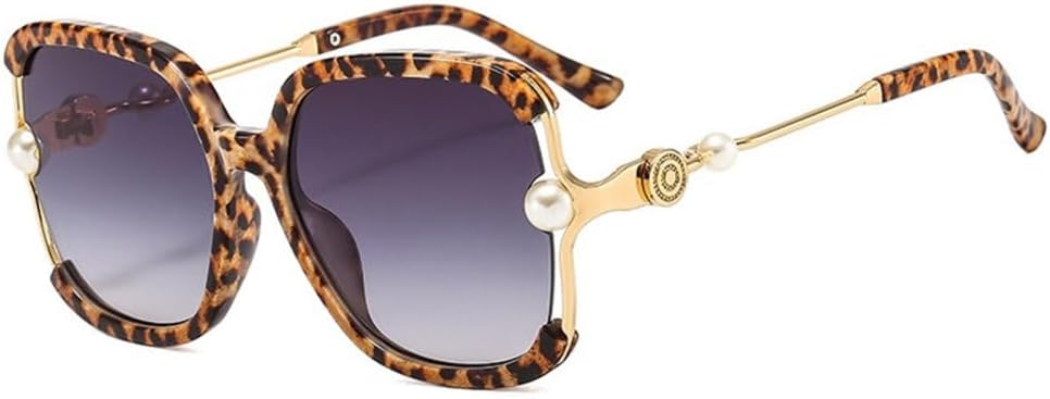 

Солнцезащитные очки в полуободковой оправе для женщин, квадратные, жемчужного цвета, модные солнцезащитные очки большого размера, защита от УФ-излучения UV400 MTZJH, Leopard