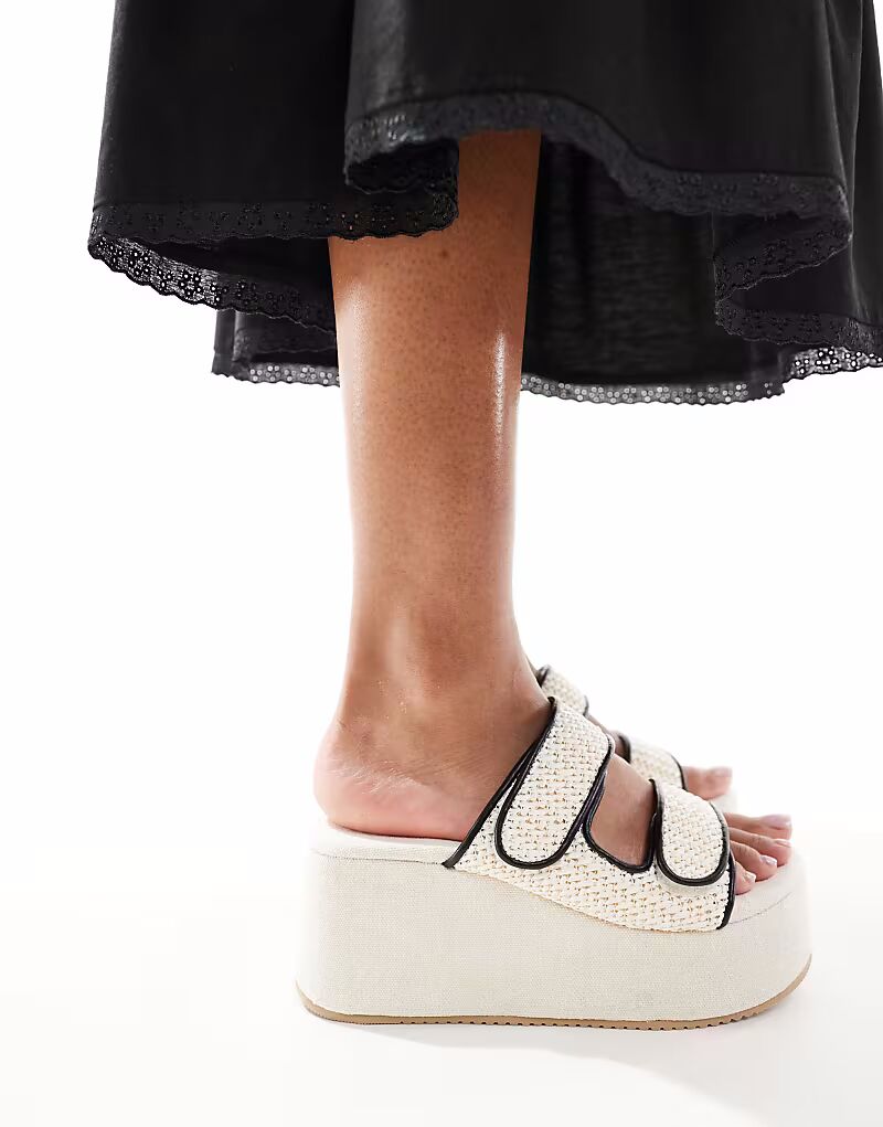 Подростковые мюли ASOS DESIGN на плоской платформе с плетеными деталями, натурального цвета