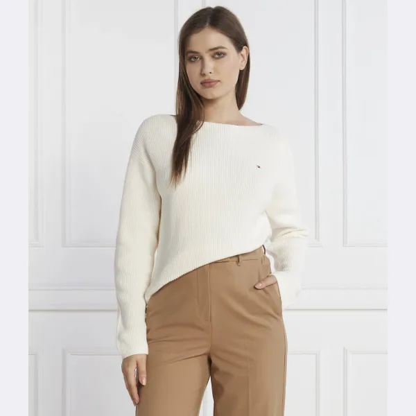 Свитер обычного кроя с открытой строчкой Tommy Hilfiger, белый — фото 2