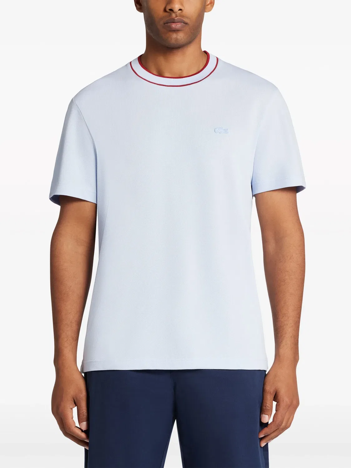 Футболка с воротником в полоску Lacoste, голубой/бургунди — фото 3