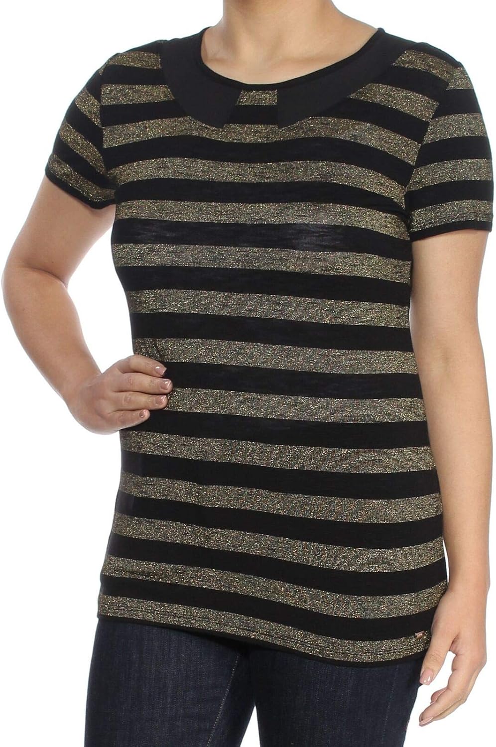 

Женский сетчатый трикотажный топ Tommy Hilfiger в полоску, Black