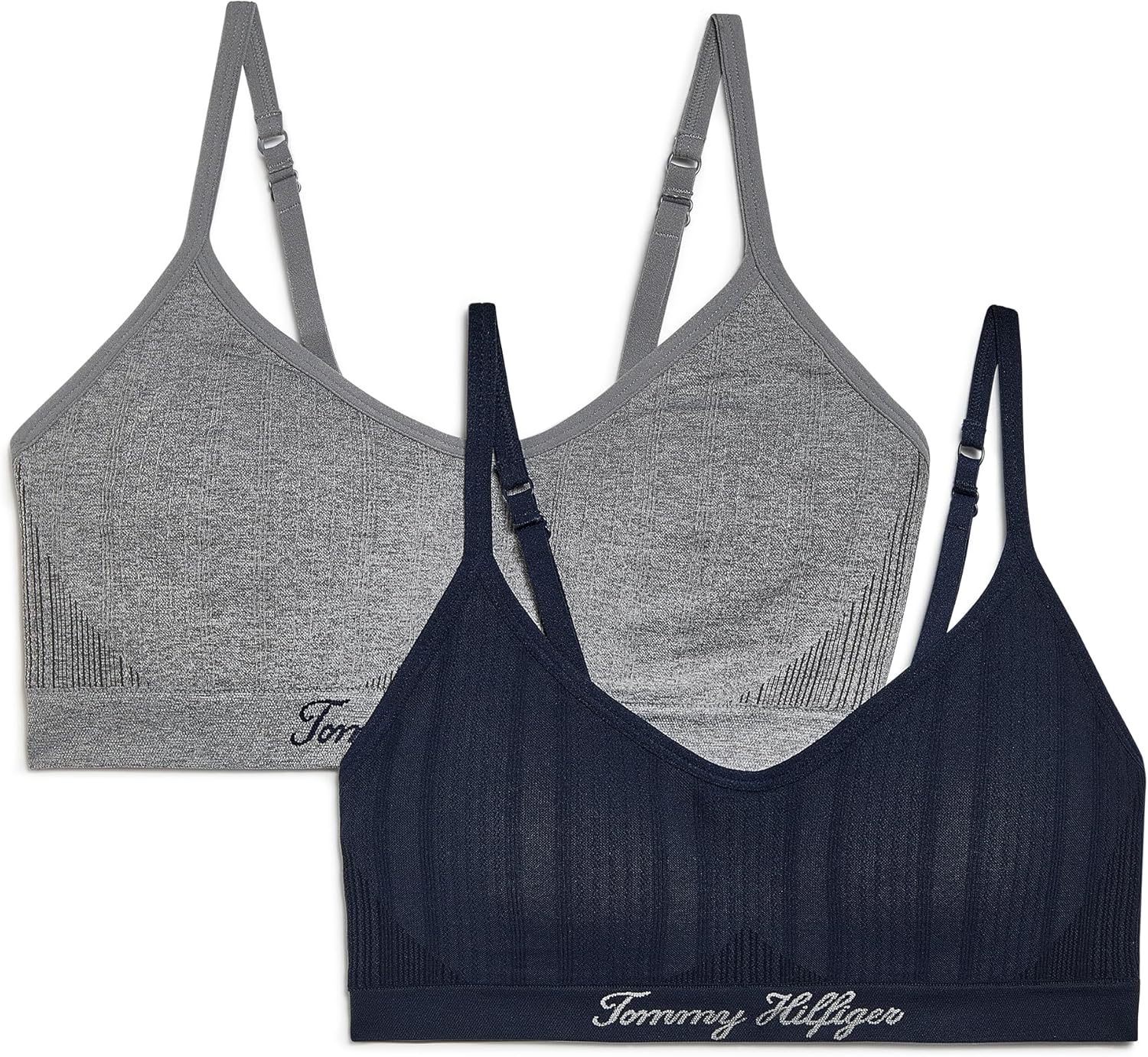 

Женские бесшовные бюстгальтеры-бралетты Tommy Hilfiger с легкой подкладкой, 2 шт., Heather Grey/Sky Captain